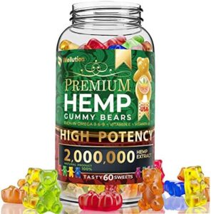WELLUTION Hemp Gummies 2,000,000 XXL Significant Potency – Fruity Gummy Bear with Hemp Oil