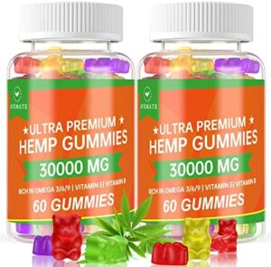 (2 Pack) Hemp Gummies for Relief, Relaxed & Relaxation, Additional Power Fruity Edibles Gummy, 100% Organic Large Efficiency Hemp Oil Infused Gummies 120 Gummies