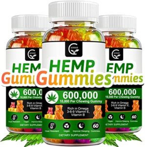 (3 Pack) Substantial Potency Hemp Gummies 600,000 More Energy – Anxiety, Sleep, Temper, Calming, Concentration, Leisure Supplements, 100% Organic Hemp Oil Extract Infused Gummies, Vegan, Non-GMO, Gluten-Totally free