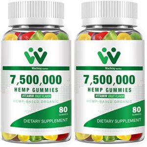 2 Packs Natural and organic Hemp Gummies 7,500,000 Higher Power – Superior Potency Hemp Oil Infused Gummies – Purely natural Hemp Candy Nutritional supplements – 160 Gummies