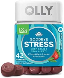 OLLY Goodbye Anxiety Gummy, GABA, L-Theanine, Lemon Balm, Anxiety Reduction Health supplement, Berry – 42 Depend