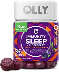 OLLY Slumber Immunity Melatonin Gummy, Vitamin C, Zinc, Echinacea, 3mg Melatonin, Immune and Snooze Help, Berry – 36 Rely