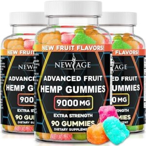 NEW AGE Naturals Fruit Superior Hemp Gummies – Natural Hemp Oil Infused Gummies (9000 Fruit (Pack of 3))