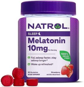 Natrol Melatonin 10mg, Dietary Supplement for Restful Rest, 90 Strawberry-Flavored Gummies, 45 Day Supply