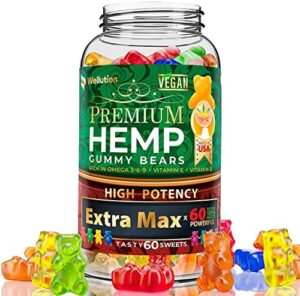 Wellution Hemp Gummies Extra Max – Fruity Gummy Bear with Hemp Oil. Organic Hemp Sweet Nutritional supplements Loaded with Nutritional vitamins