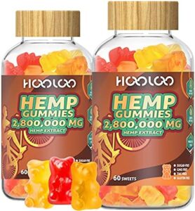 HOOLOO Hemp Gummies for Happier Bedtimes & Target, More Power 2,800,000mg Hemp Oil Infused Gummy Bears Fruity, Sugar Free of charge, 120ct Edibles, Manufactured in United states of america