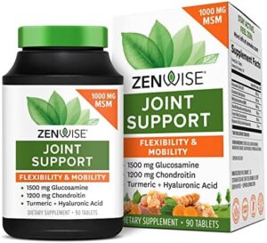 Zenwise Glucosamine Chondroitin MSM – Joint Aid Supplement with Turmeric Curcumin for Arms, Back again, Knee, and Joint Wellbeing, Innovative Relief for Bone and Joint Flexibility and Mobility – 90 Tablets