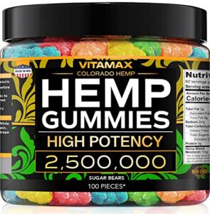Vitamax Organic Hemp Gummies – Sugar Bears – Assists Assist Rest & Relaxation – Assorted All-natural Sweet Fruit Flavors – Designed in United states – Calming Gummies – 100ct