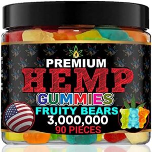 Hemp Gummies-Good for Sleep, Joints, Relax, Serene, Muscle groups, Irritation, Pores and skin-Hemp Gummy Bears Peace and Relaxation-Wide variety Fruity Flavors-Organic Hemp Edibles Bears-Made in United states of america-90 Bears