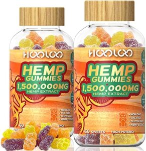 HOOLOO Hemp Gummies Vegan 1,500,000mg Superior Efficiency Hemp Oil Infused Gummy Bears, 120ct Fruity Edibles for Bedtimes, Target, Tranquil, Made in United states of america