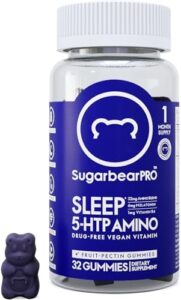 SugarbearPro Sleep Aid Gummies for Adults with Melatonin, Magnesium, L-Theanine, 5 HTP, B6, Valerian Root, Lemon Balm – Vegan Chewable Sleep Supplement, Sleep Vitamins (1 Month Supply)